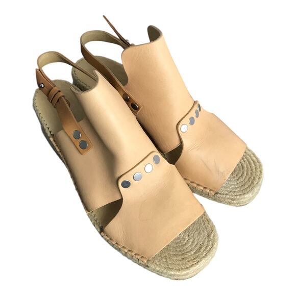 Rag & Bone Sayre II Espadrille Wedge Sandal Women Sz 40 Beige Leather 2.25" Heel - Picture 6 of 9